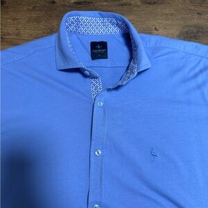 Tailorbyrd Men’s Large Lavender 100% Cotton Button Front Polo Shirt